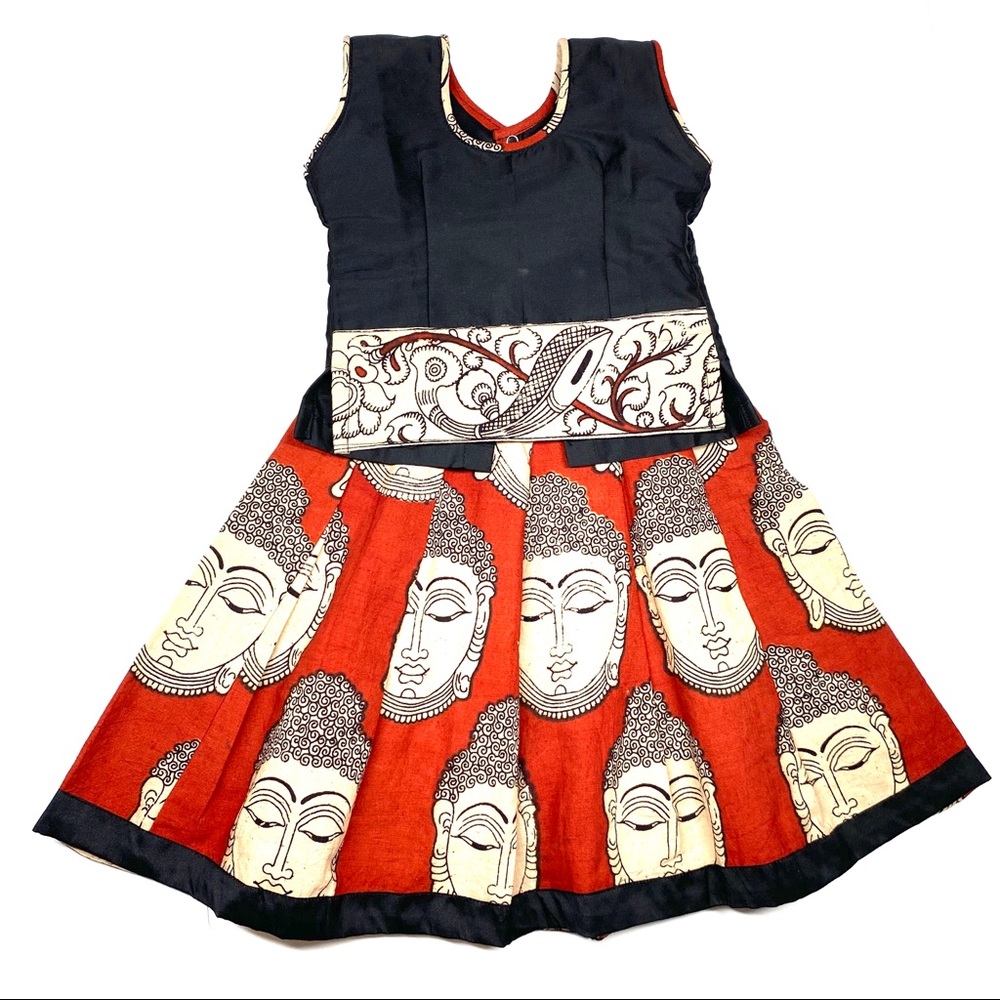 Cute Kalamkari Buddha print dress set for baby